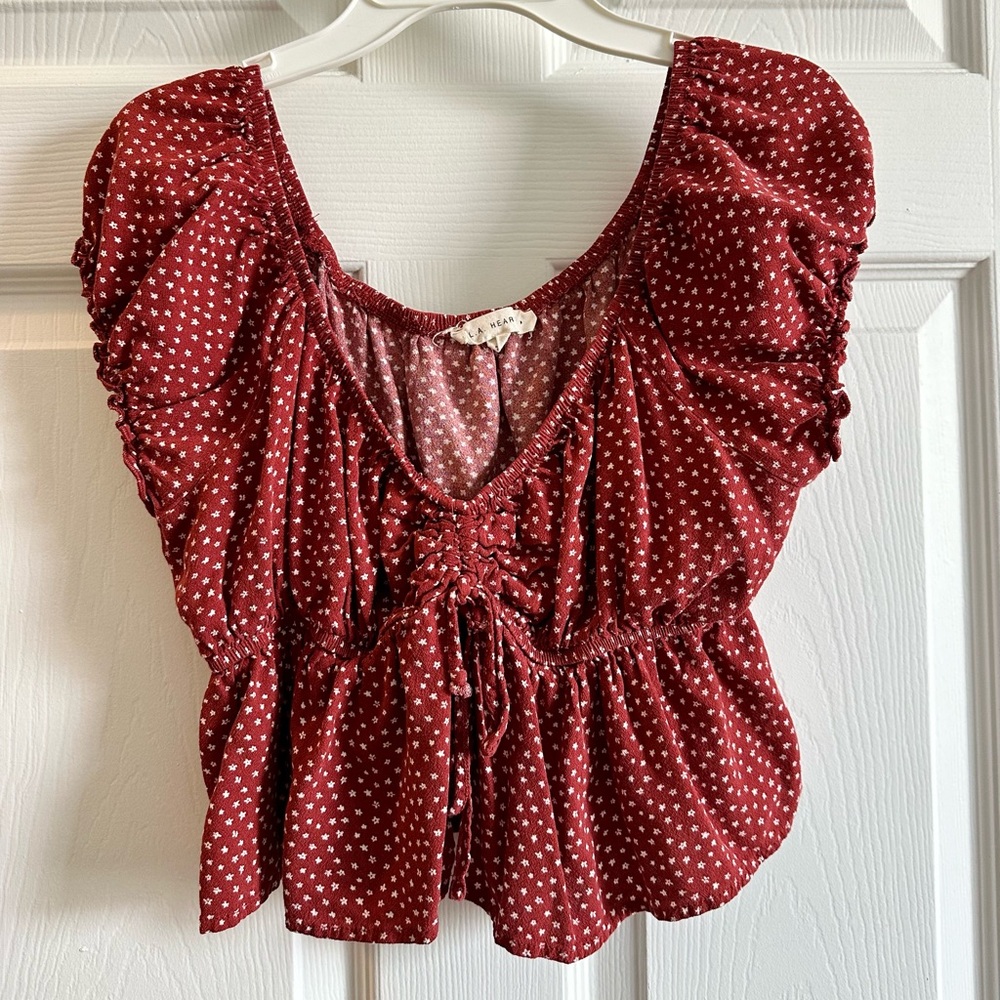 Pacsun Polka Dot Cropped Blouse